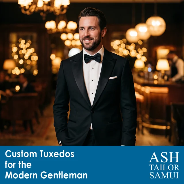 Black tie isn't what it used to be. 🖤

Forget the stiff, one-size-fits-all tuxedo image — this season it's about midnight blue over classic black, peak lapels with attitude, and a fit that actually moves with you.

Whether it's a resort gala, a beach-adjacent wedding, or ringing in the new year in style — the right tuxedo means one less thing to think about when the invitation lands.

✂️ Custom cut. Your proportions. Your lapel style. Your fabric.
📍 Fitted in our Bophut workshop, built to outlast a season of borrowed jackets.

Read the full guide to modern black tie — link in bio.

#AshTailorSamui #KohSamui #CustomTuxedo #BlackTie #BespokeTailoring #MensTailoring #ThailandTailor #EveningWear #NYE2026 #GalaSeason #TailoredForYou #KohSamuiThailand