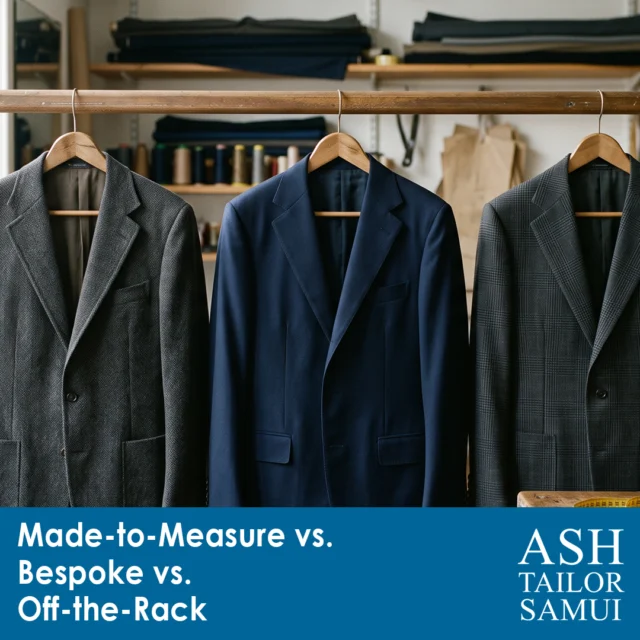 Off-the-rack. Made-to-measure. Bespoke. 🧵

Three words that get thrown around like they mean the same thing — they don't. And picking the wrong one usually means either overpaying for something you didn't need, or underpaying for a fit you'll never love.

We're breaking down exactly what separates the three — construction, price, turnaround time, and which one actually makes sense for you.

👀 New blog post landing end of September — stay tuned.

📍 Bophut, Koh Samui

#AshTailorSamui #KohSamui #BespokeTailoring #MadeToMeasure #MensTailoring #ThailandTailor #TailoredSuits #ComingSoon #KohSamuiThailand #StayTuned